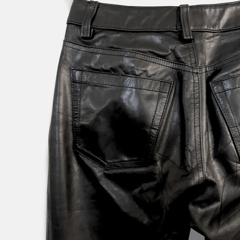 Vintage Y2K GAP Genuine Leather Bootcut Pants Black Size‎ 1 Moto Biker Grunge - Picture 4 of 10